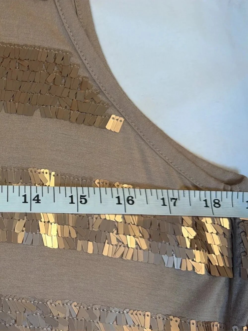 Michael Kors Tan Gold Sequin Striped Sleeveless Tank Dress - L
